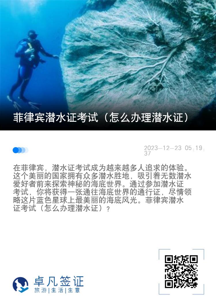 菲律宾潜水证考试（怎么办理潜水证）