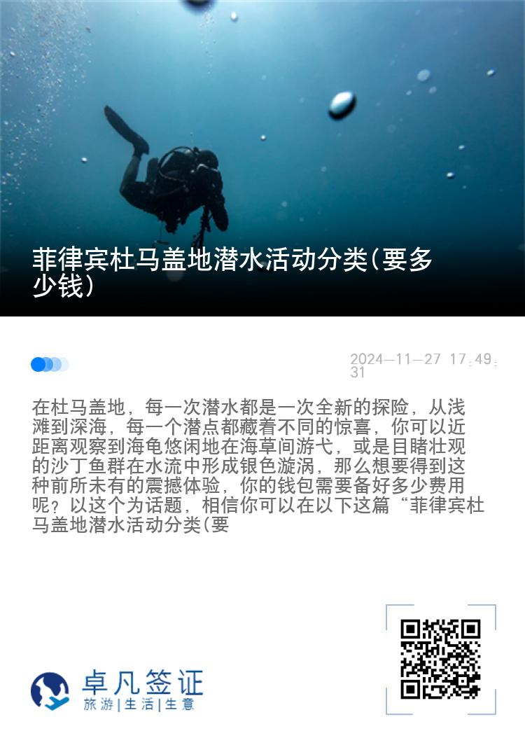 菲律宾杜马盖地潜水活动分类(要多少钱)