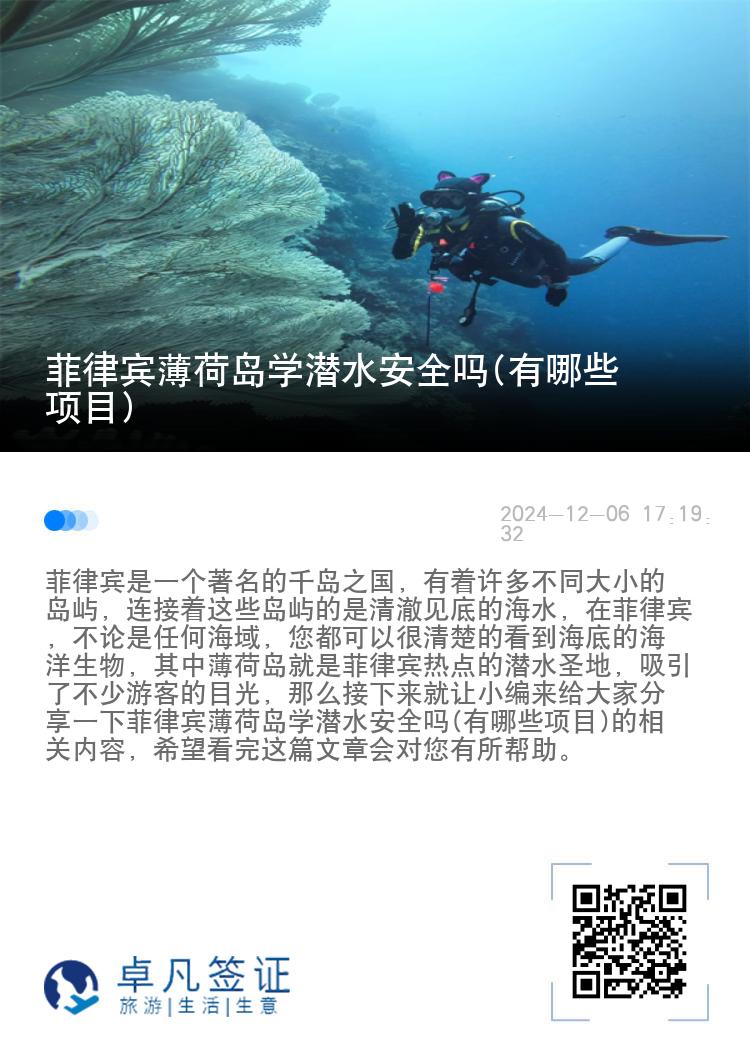 菲律宾薄荷岛学潜水安全吗(有哪些项目)